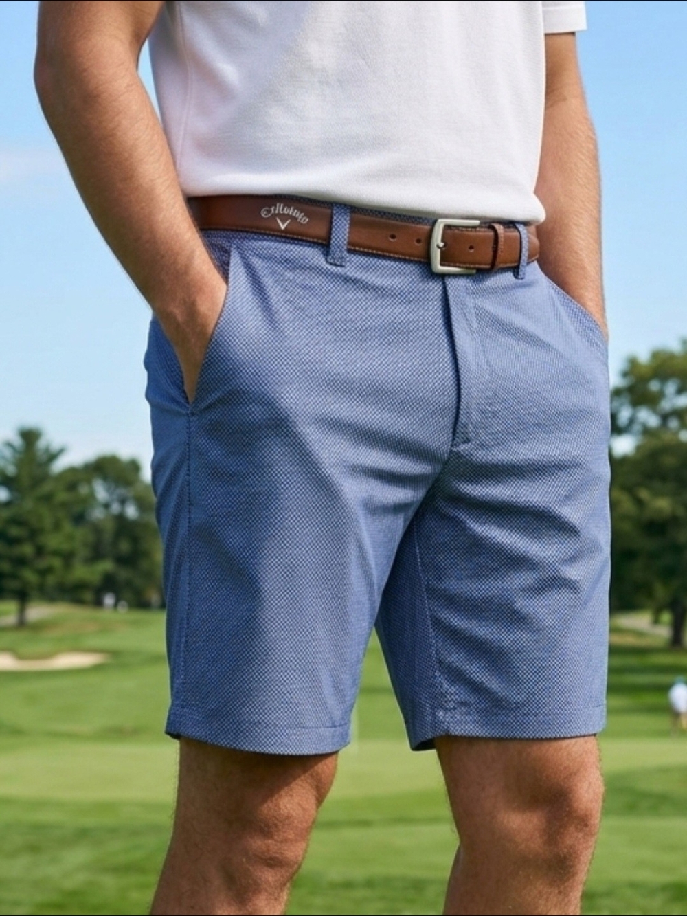 Callaway Light Blue Micro-Print Golf Shorts